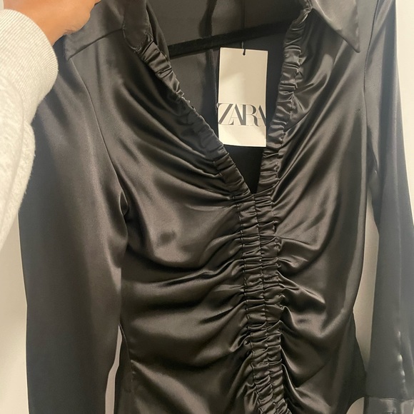 Zara black sexy silk blouse - Picture 4 of 4